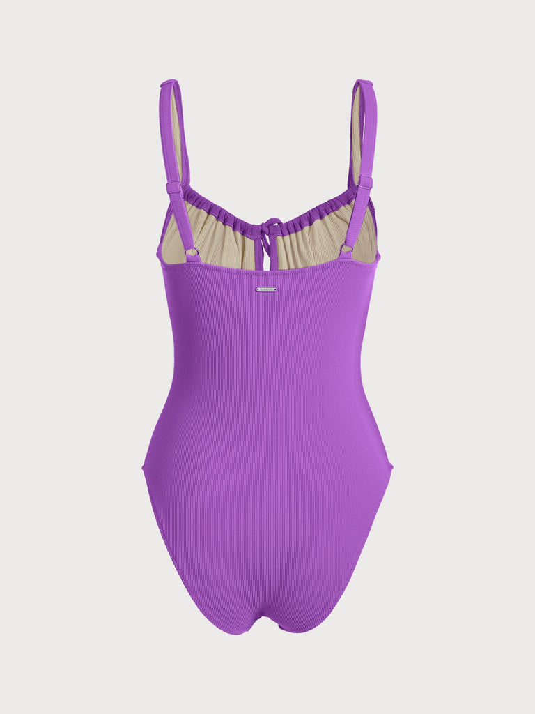 Purple Cutout Tie One-Piece Swimsuit Sustainable One-Pieces - BERLOOK
