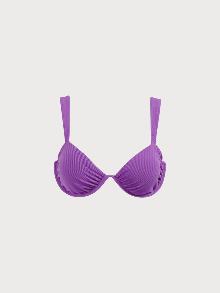 Purple Ruched Underwire Top Purple Sustainable Bikinis - BERLOOK