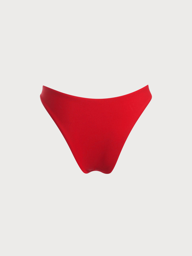 Red O-Ring High Cut Bikini Bottom Sustainable Bikinis - BERLOOK