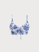 Ruched Floral Plus Size Bikini Top Blue Sustainable Plus Size Bikinis - BERLOOK