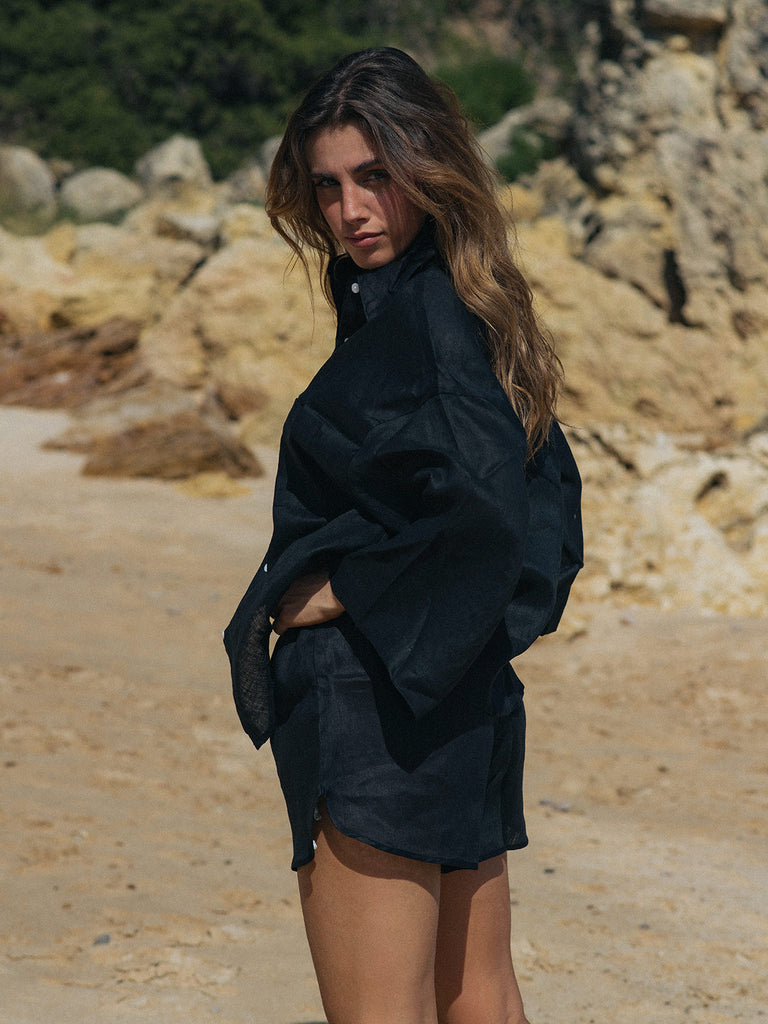 Solid Color Flax Shorts Sustainable Cover-ups - BERLOOK