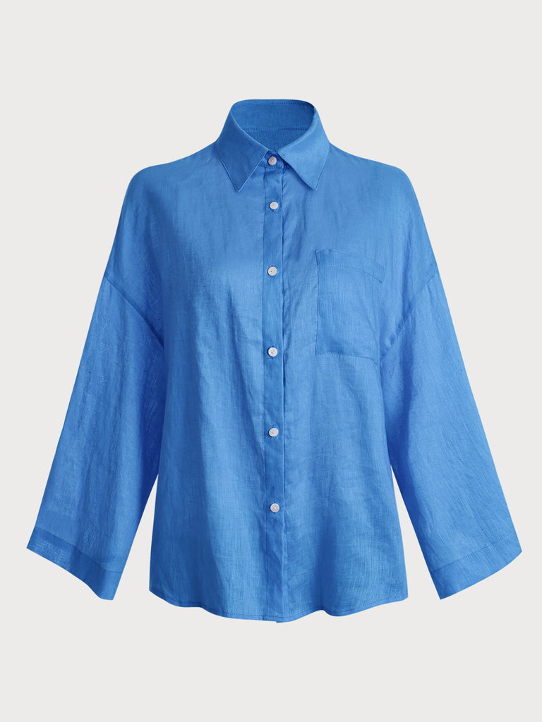 Solid Color Pocket Shirt Navy Sustainable Cover-ups - BERLOOK
