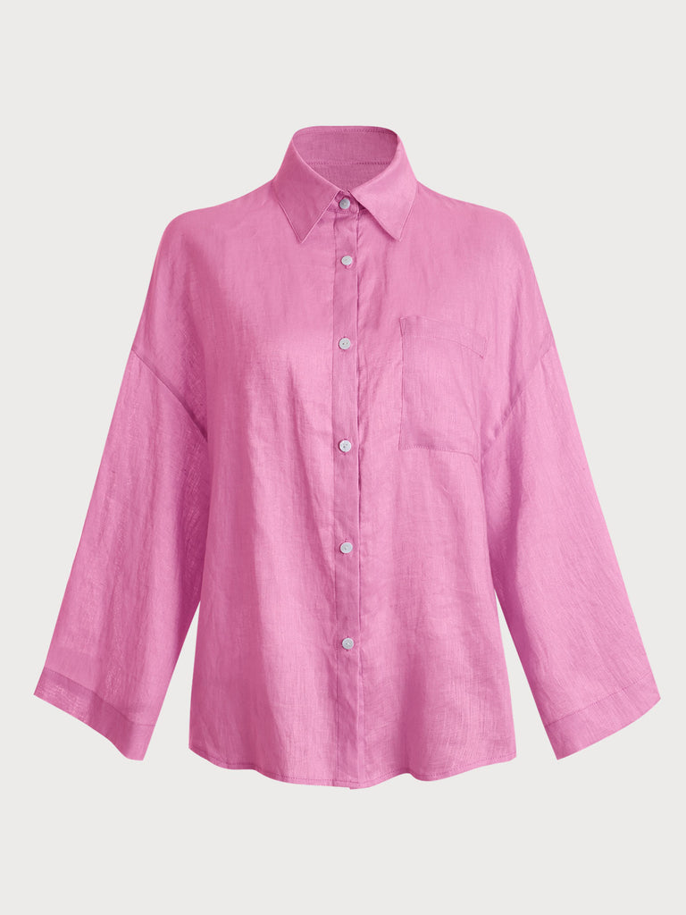 Solid Color Pocket Shirt Pink Sustainable Cover-ups - BERLOOK
