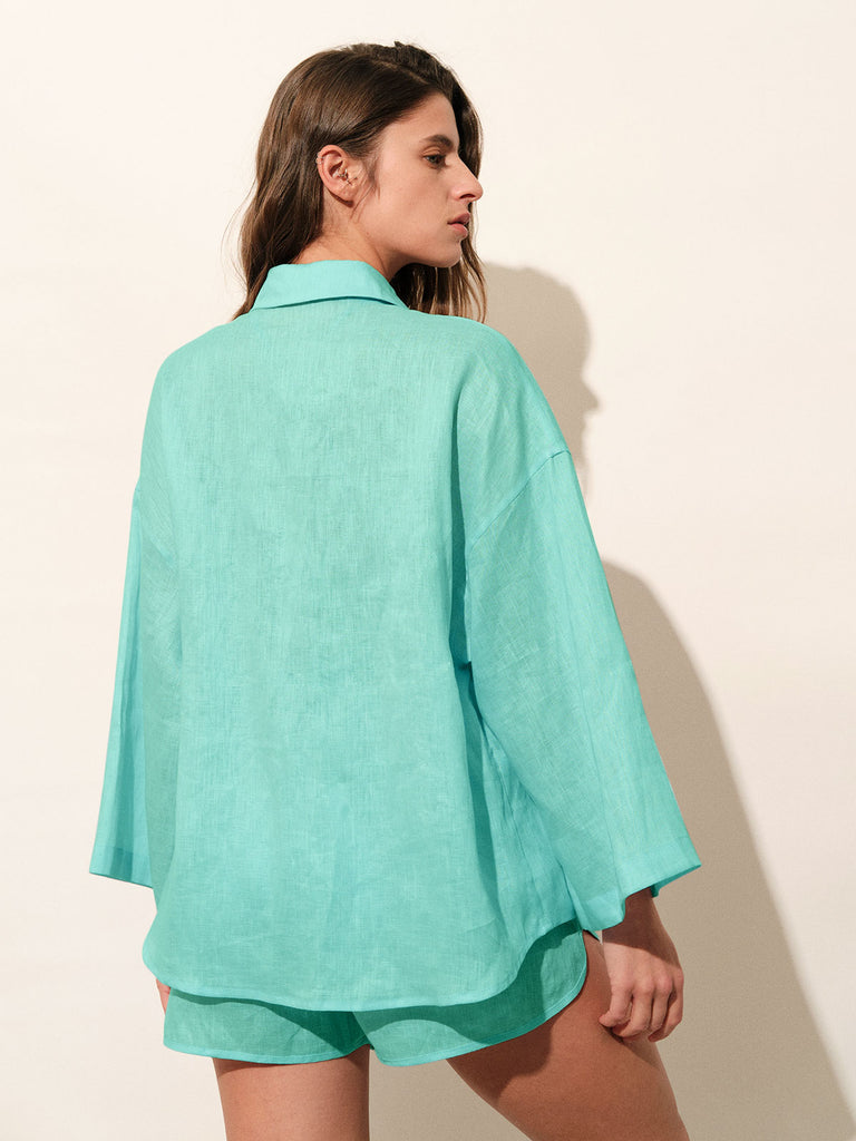Solid Pocket Flax Shirt Sustainable Cover-ups - BERLOOK