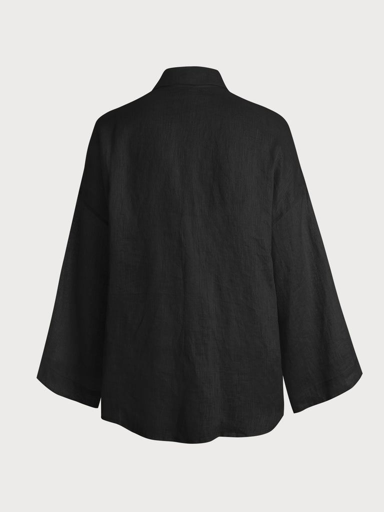 Solid Pocket Flax Shirt Sustainable Cover-ups - BERLOOK