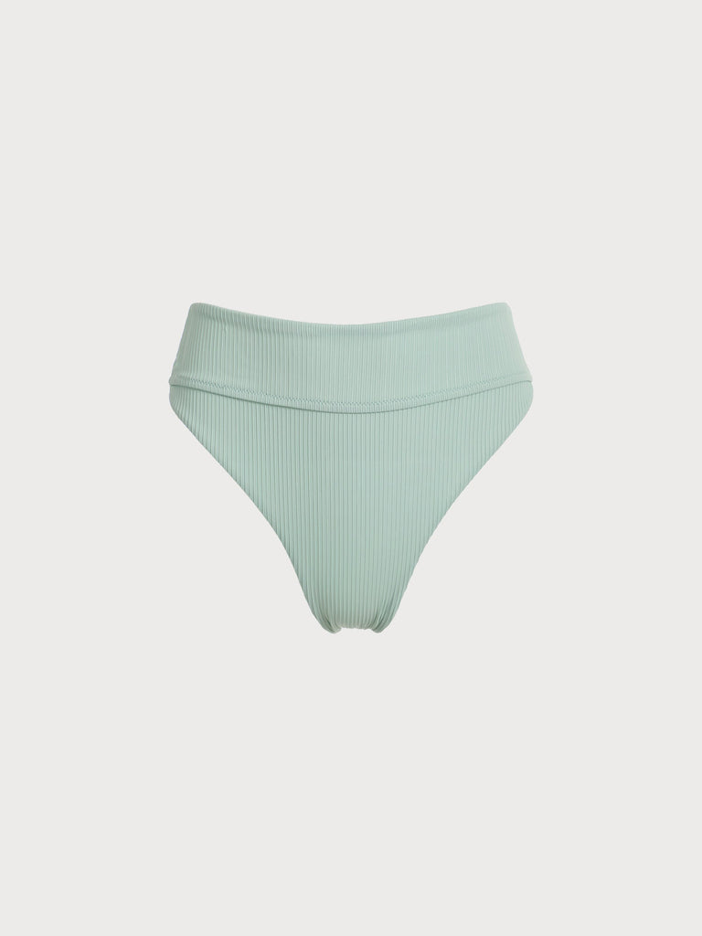 Solid  Seam Bikini Bottom Cyan Sustainable Bikinis - BERLOOK