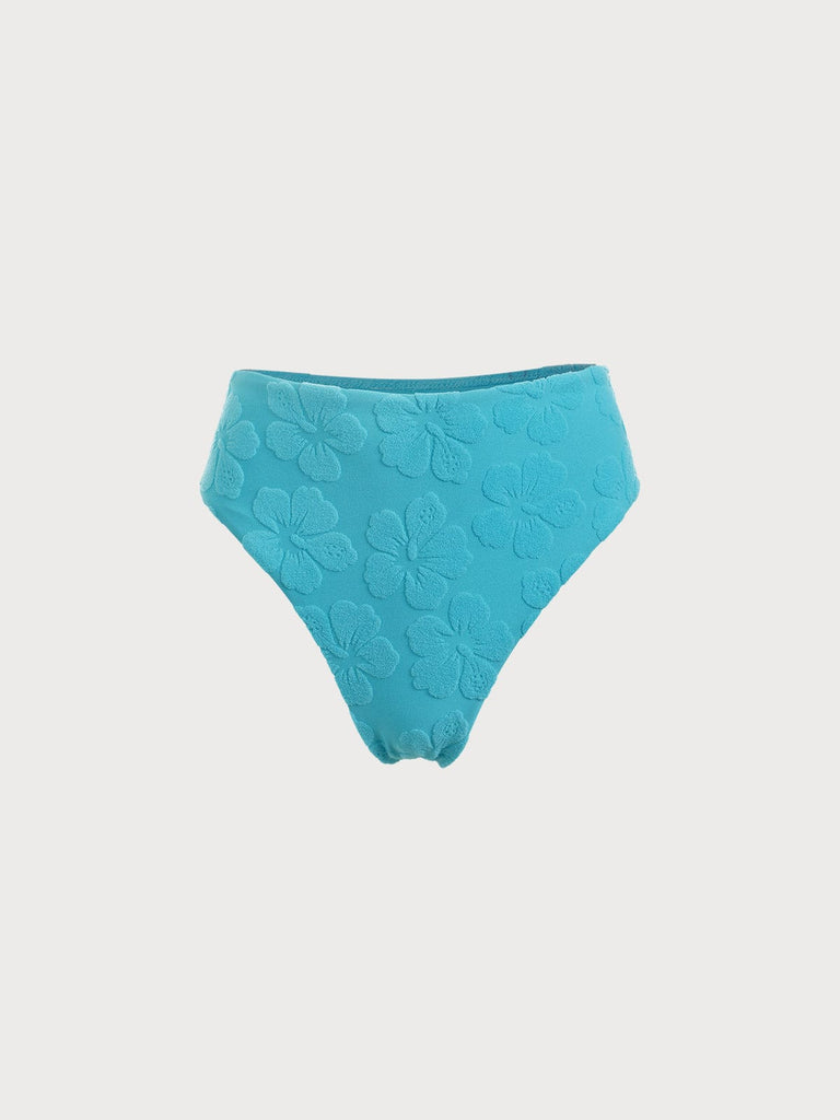 BERLOOK - Sustainable Bikini Bottoms _ Blue / XS Floral Jacquard Bikini Bottom