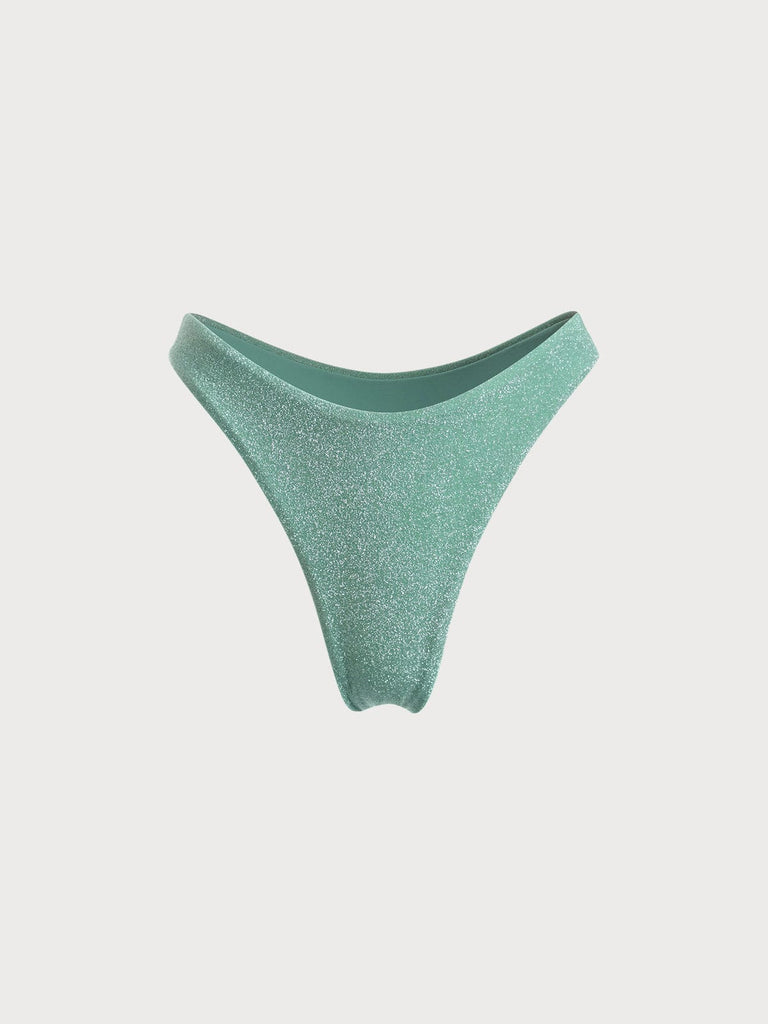 BERLOOK - Sustainable Bikini Bottoms _ Lurex High Cut Bikini Bottom