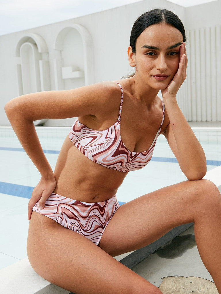 BERLOOK - Sustainable Bikini Bottoms _ Wave Print Bikini Bottom
