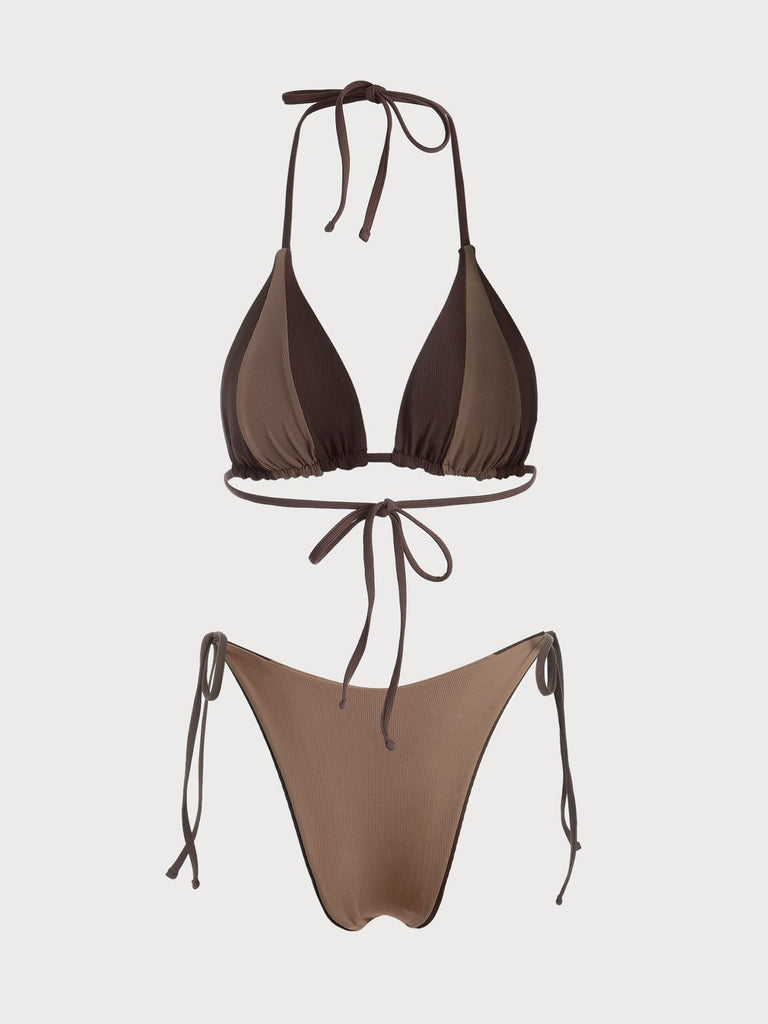 BERLOOK - Sustainable Bikini Sets _ Color Block Reversible String Bikini Set