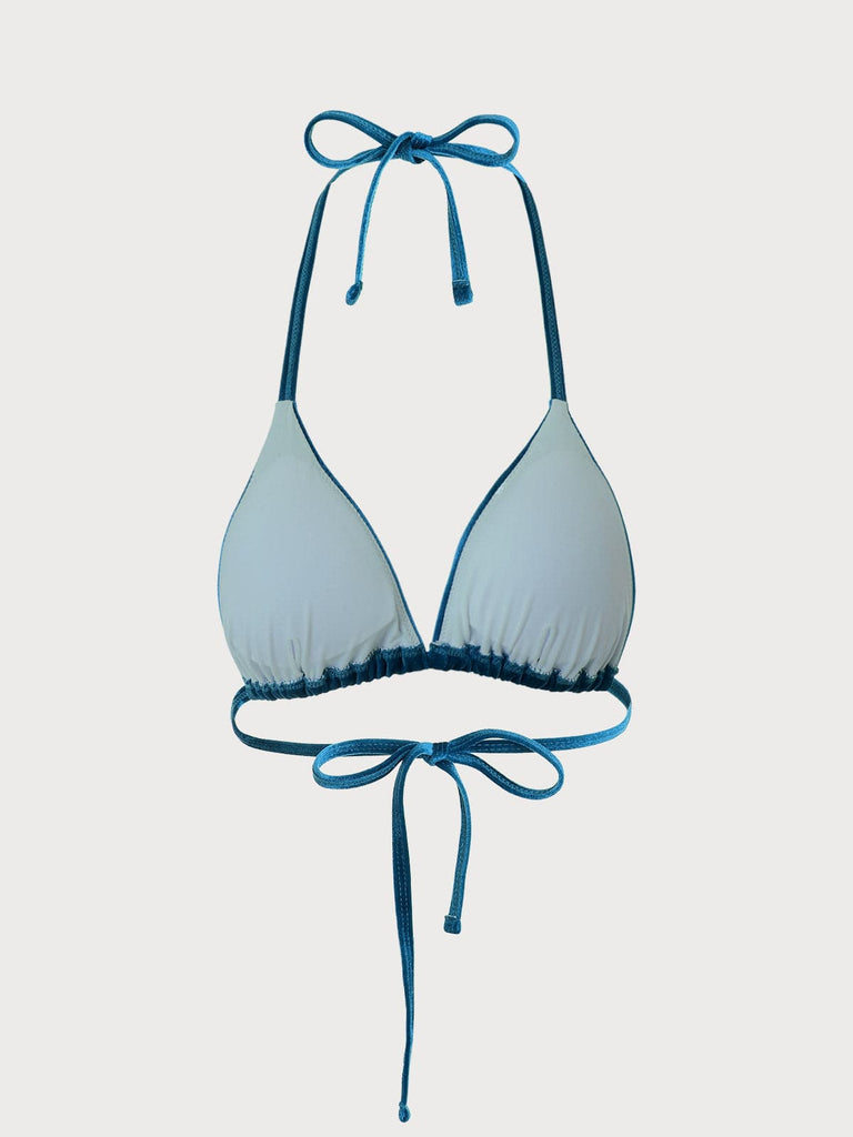 BERLOOK - Sustainable Bikini Tops _ Drawstring Hem Velvet Bikini Top-Navy