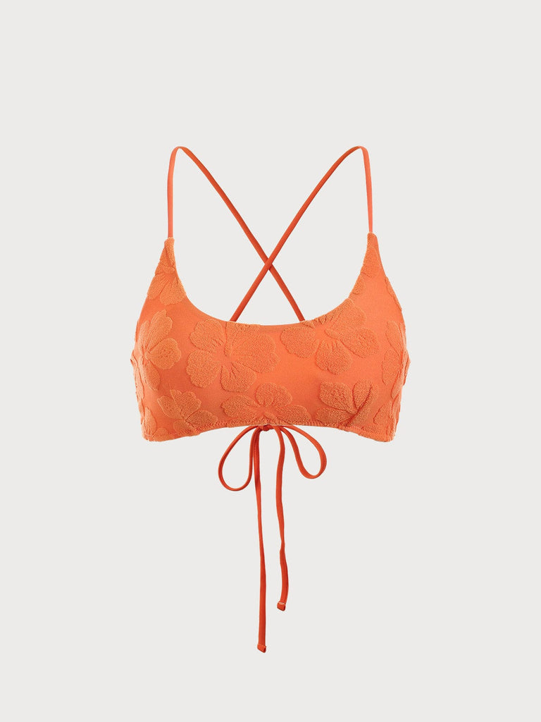 BERLOOK - Sustainable Bikini Tops _ Floral Jacquard Backless Bikini Top