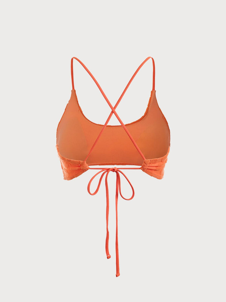 BERLOOK - Sustainable Bikini Tops _ Floral Jacquard Backless Bikini Top