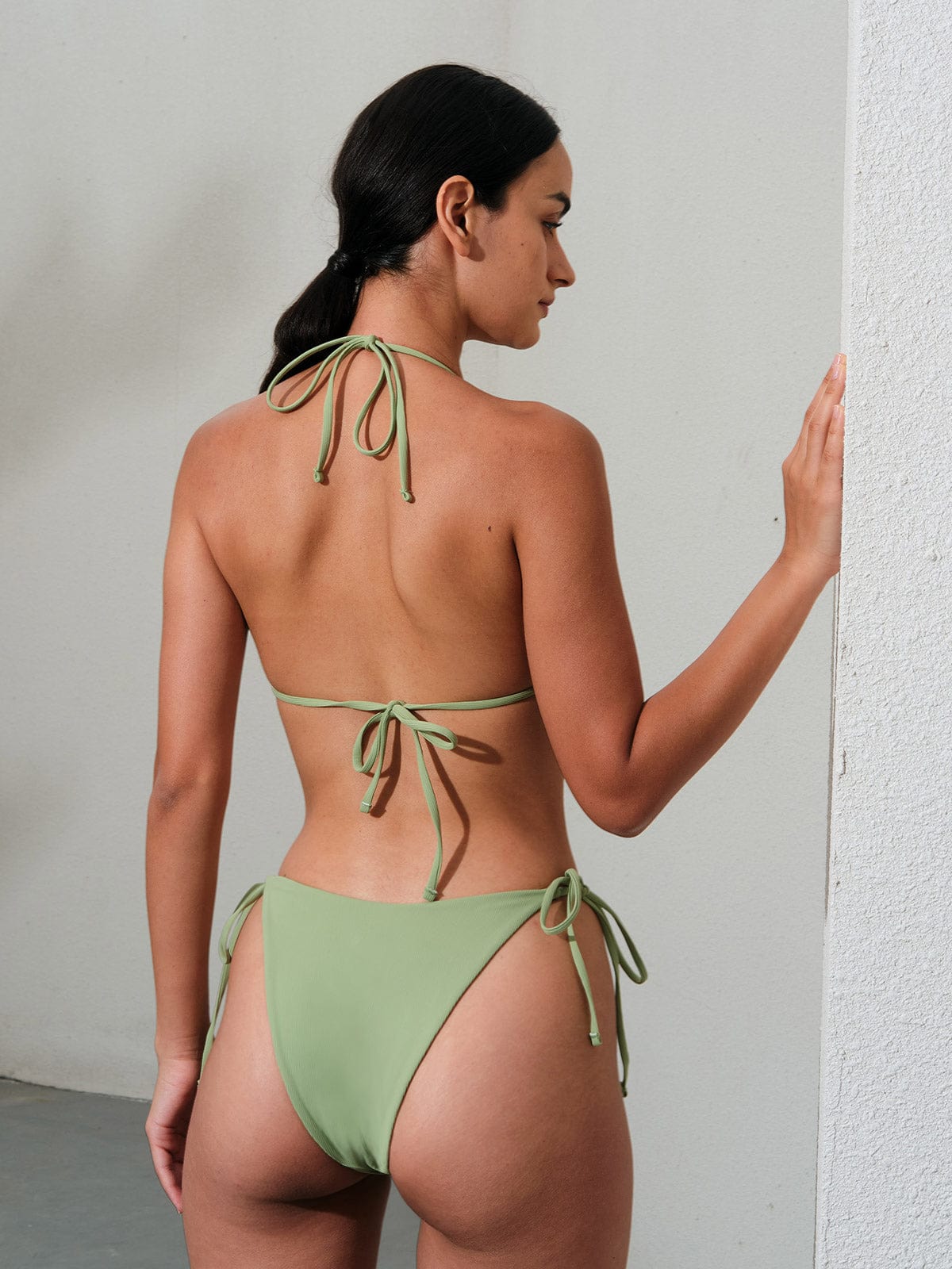 Halter Reversible Bikini Top & Reviews - Light Green - Sustainable Bikinis