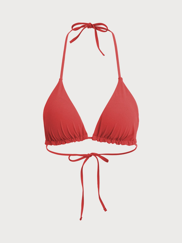 BERLOOK - Sustainable Bikini Tops _ Halter Reversible Bikini Top-Red