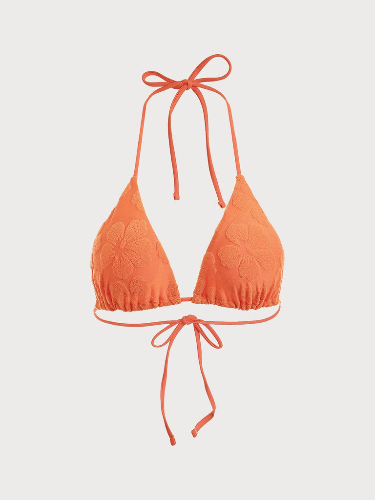 BERLOOK - Sustainable Bikini Tops _ Jacquard Backless Halter Bikini Top