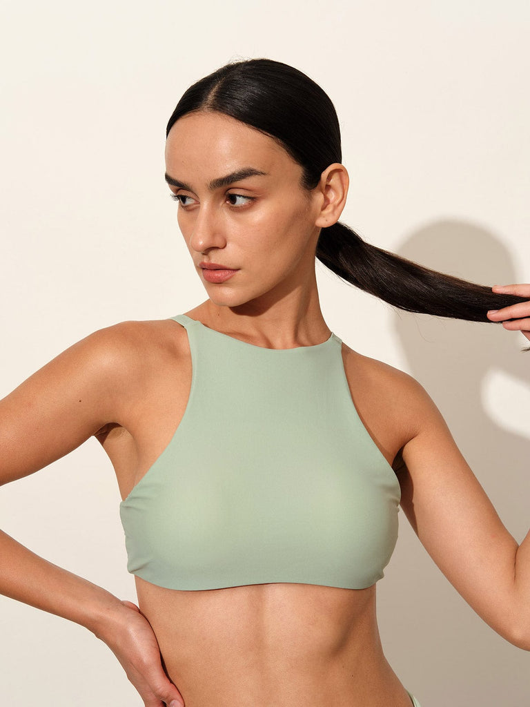 BERLOOK - Sustainable Bikini Tops _ Light Green / S Adjustable Shoulder Straps Bikini Top