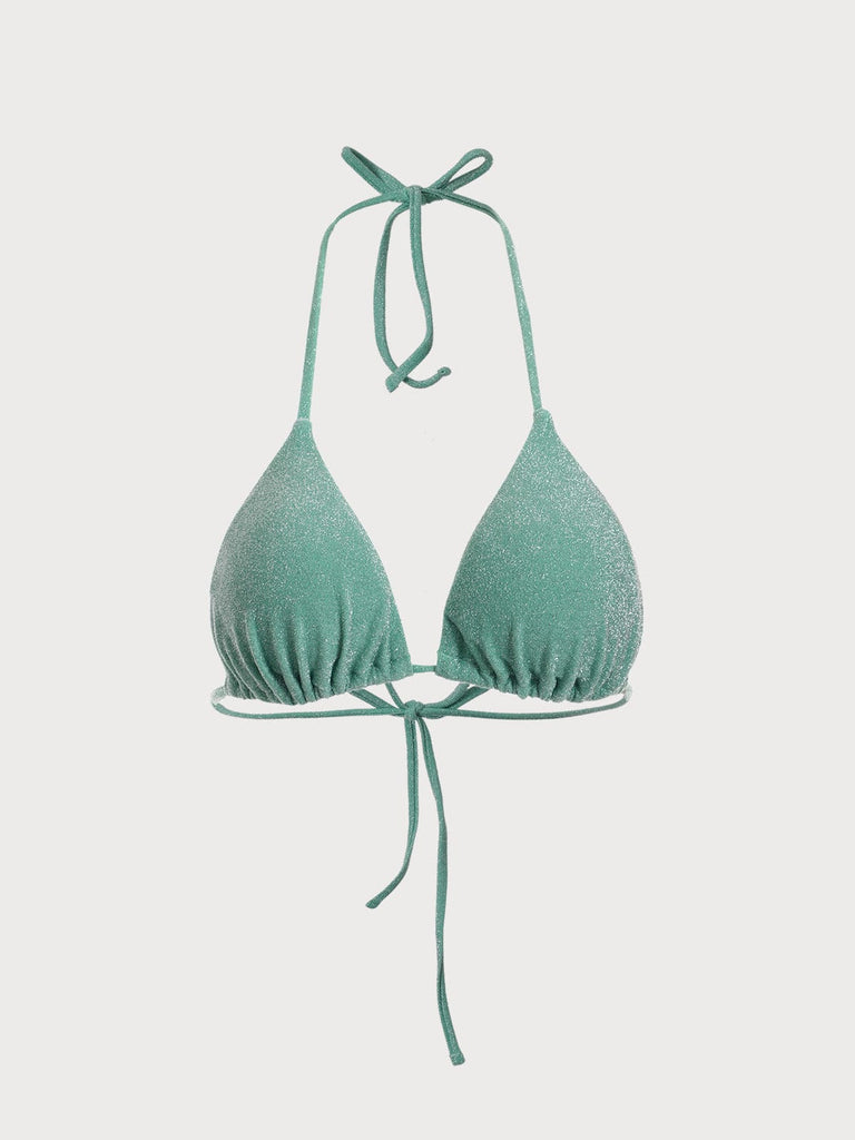 BERLOOK - Sustainable Bikini Tops _ Lurex Backless Halter Bikini Top