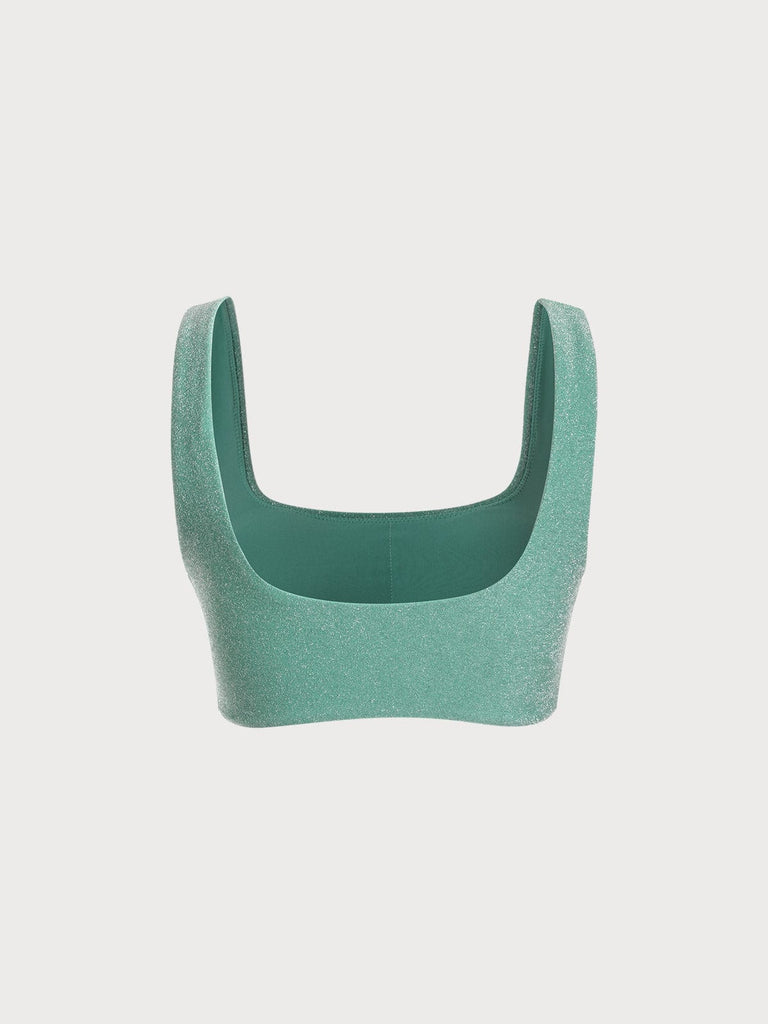 BERLOOK - Sustainable Bikini Tops _ Lurex U Neck Bikini Top
