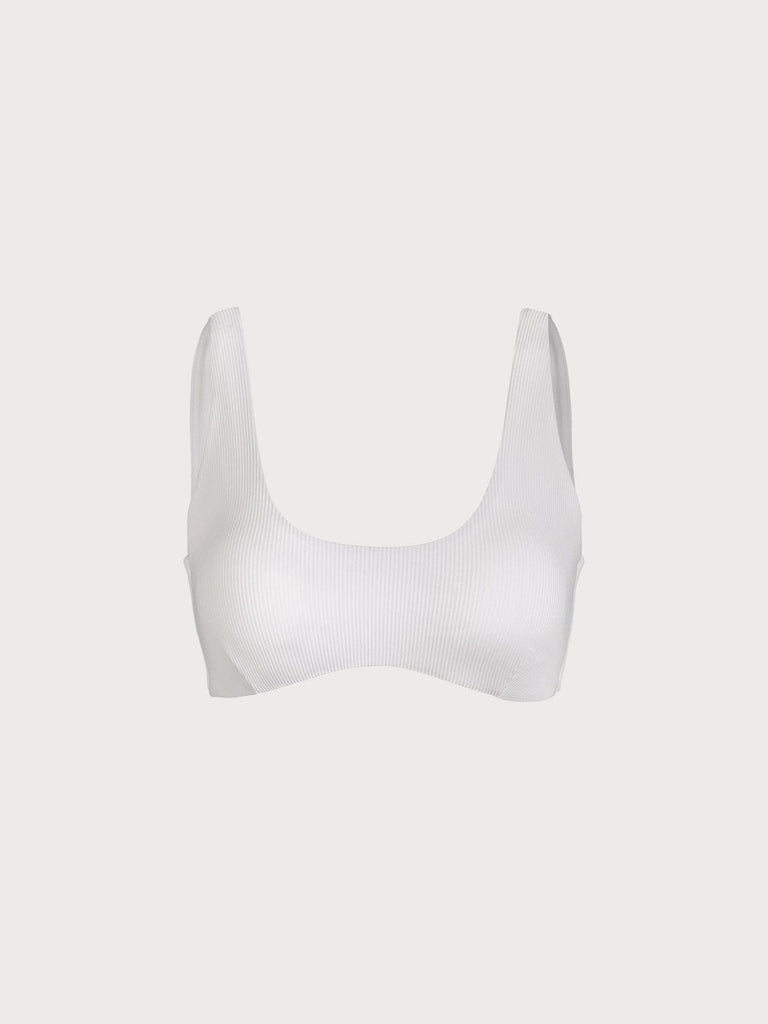 BERLOOK - Sustainable Bikini Tops _ White / XS U Neck Solid Bikini Top