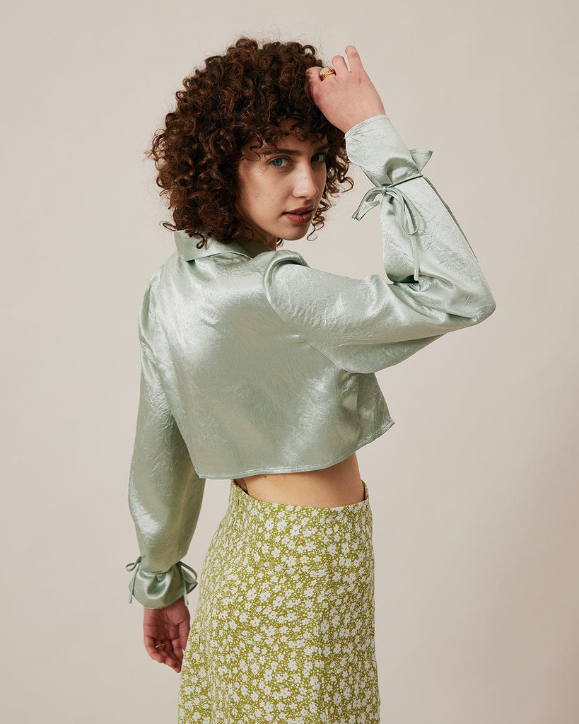 BERLOOK - Sustainable Blouses&Shirts _ Lapel Bandage Crop Shirt