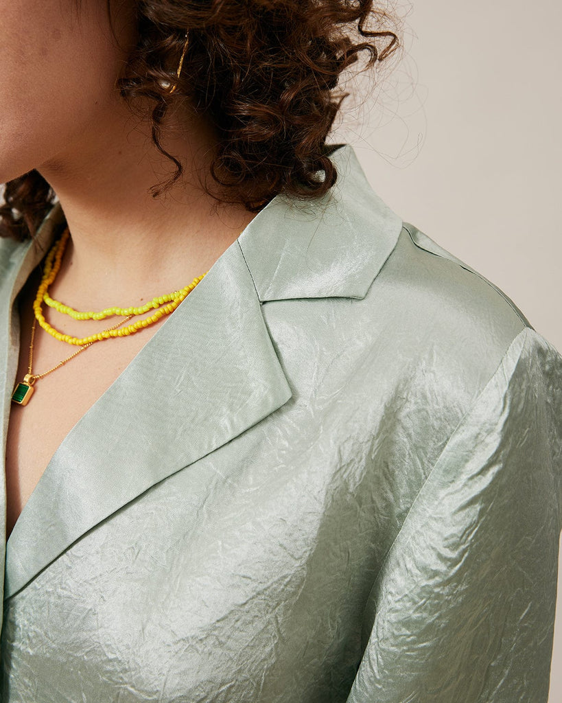 BERLOOK - Sustainable Blouses&Shirts _ Lapel Bandage Crop Shirt