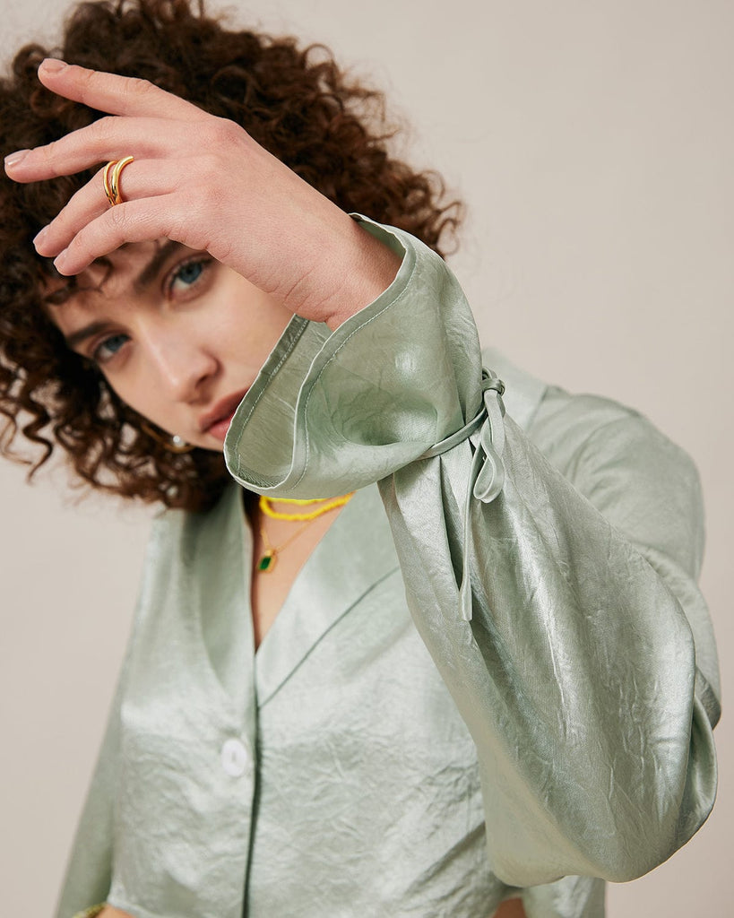 BERLOOK - Sustainable Blouses&Shirts _ Lapel Bandage Crop Shirt