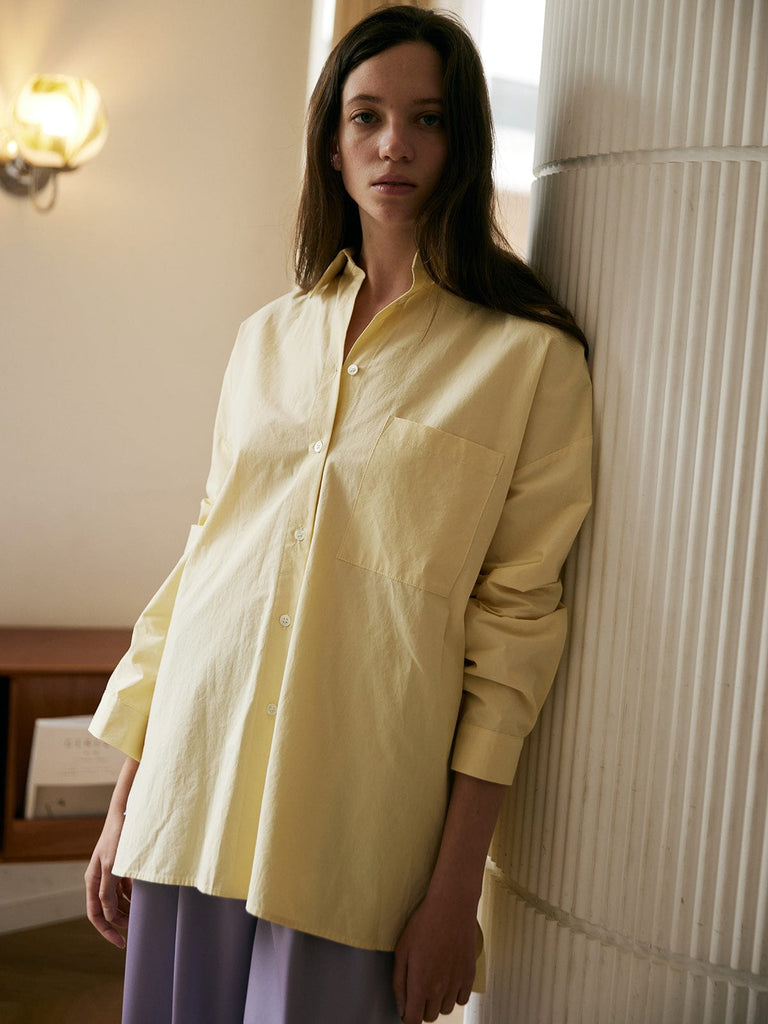 BERLOOK - Sustainable Blouses&Shirts _ Lapel Hollow Out Back Cotton Blouse