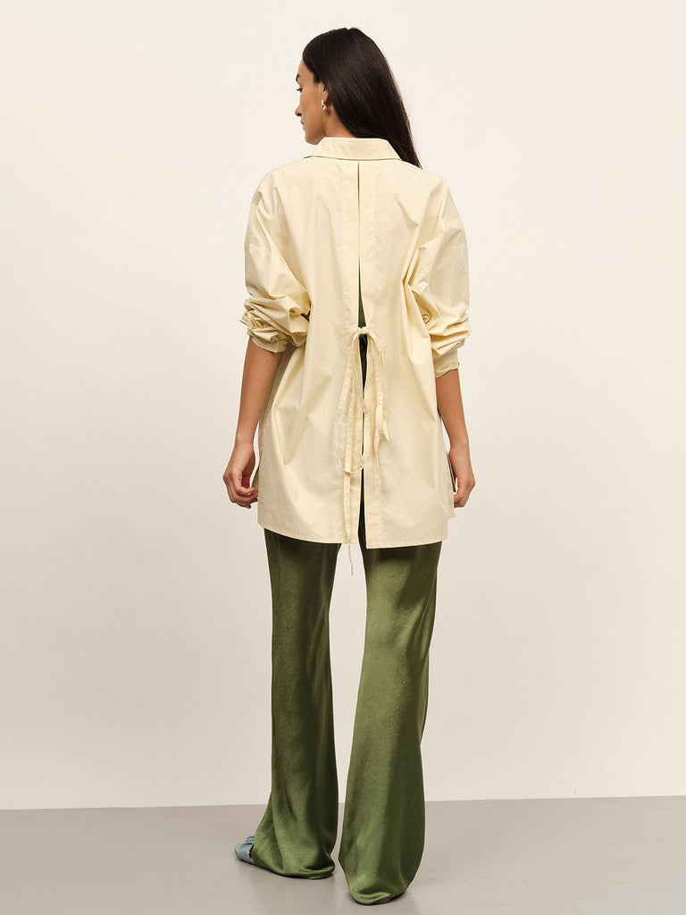 BERLOOK - Sustainable Blouses&Shirts _ Lapel Hollow Out Back Cotton Blouse