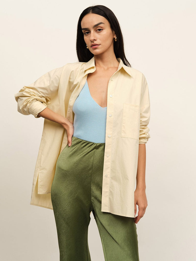 BERLOOK - Sustainable Blouses&Shirts _ Lapel Hollow Out Back Cotton Blouse