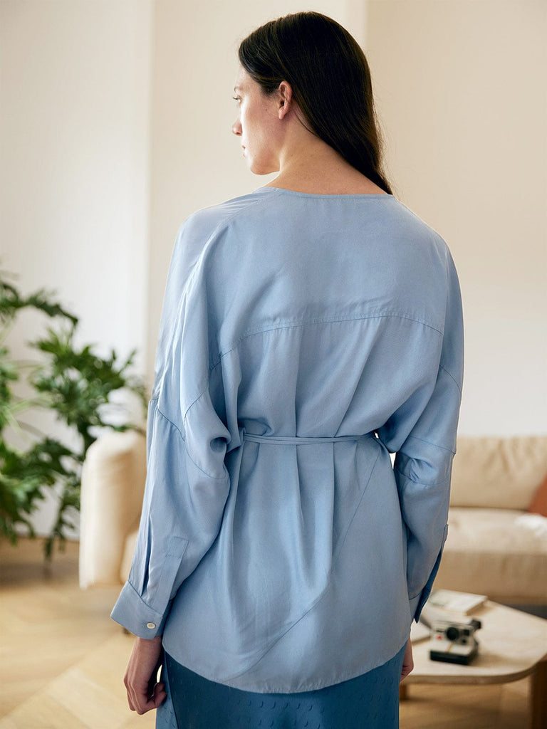 BERLOOK - Sustainable Blouses&Shirts _ Solid Adjustable Belt Blouse