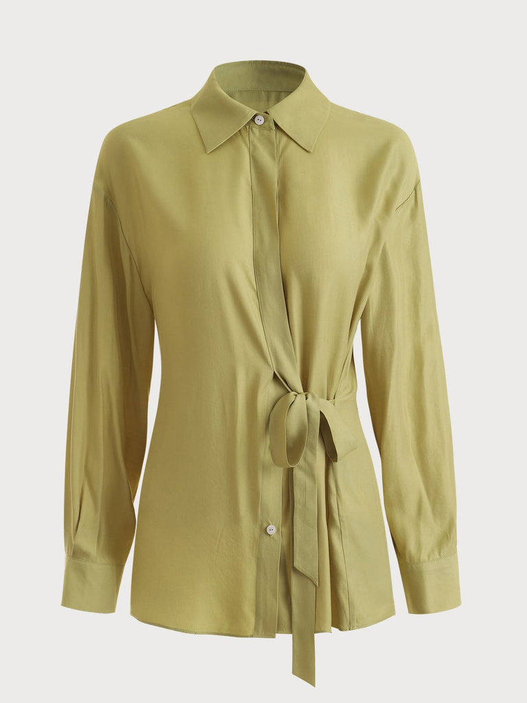 BERLOOK - Sustainable Blouses&Shirts _ Tie Front Lapel Blouse