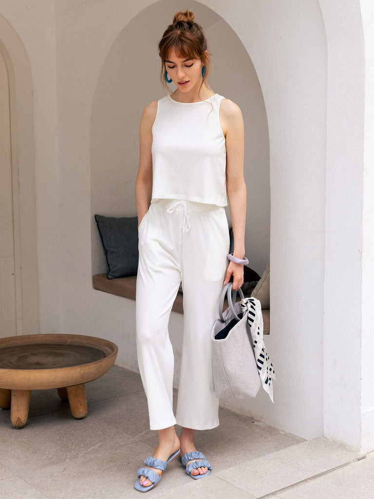BERLOOK - Sustainable Bottoms _ Ribbed Australia Cotton Wide Leg Pant