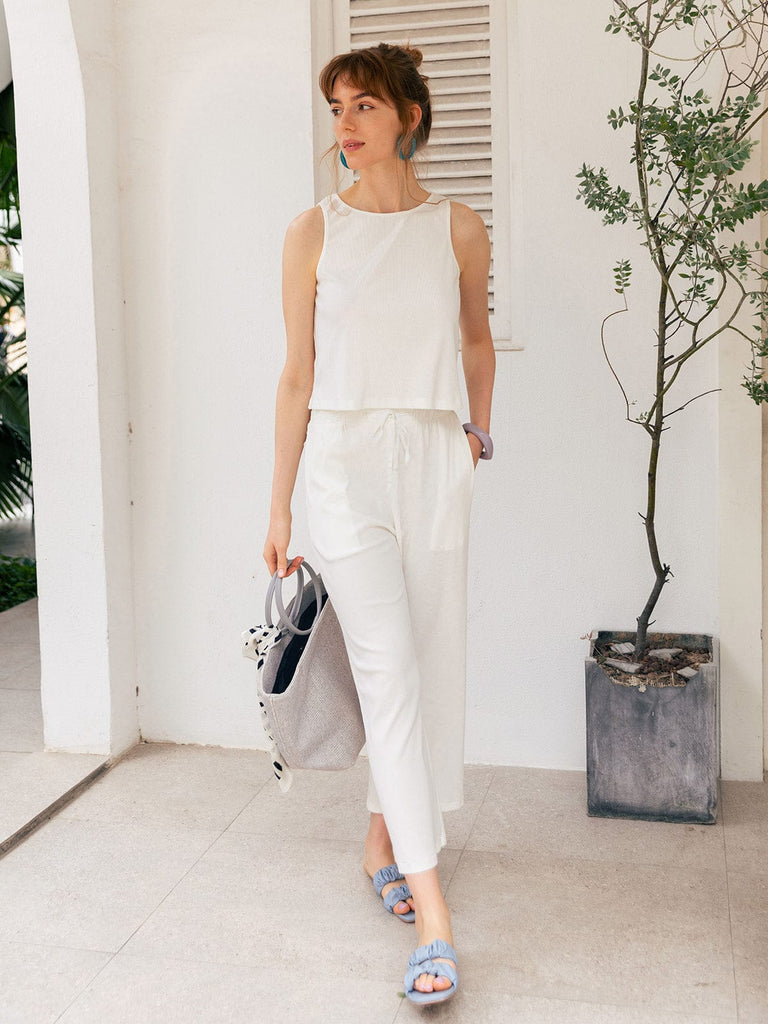 BERLOOK - Sustainable Bottoms _ Ribbed Australia Cotton Wide Leg Pant