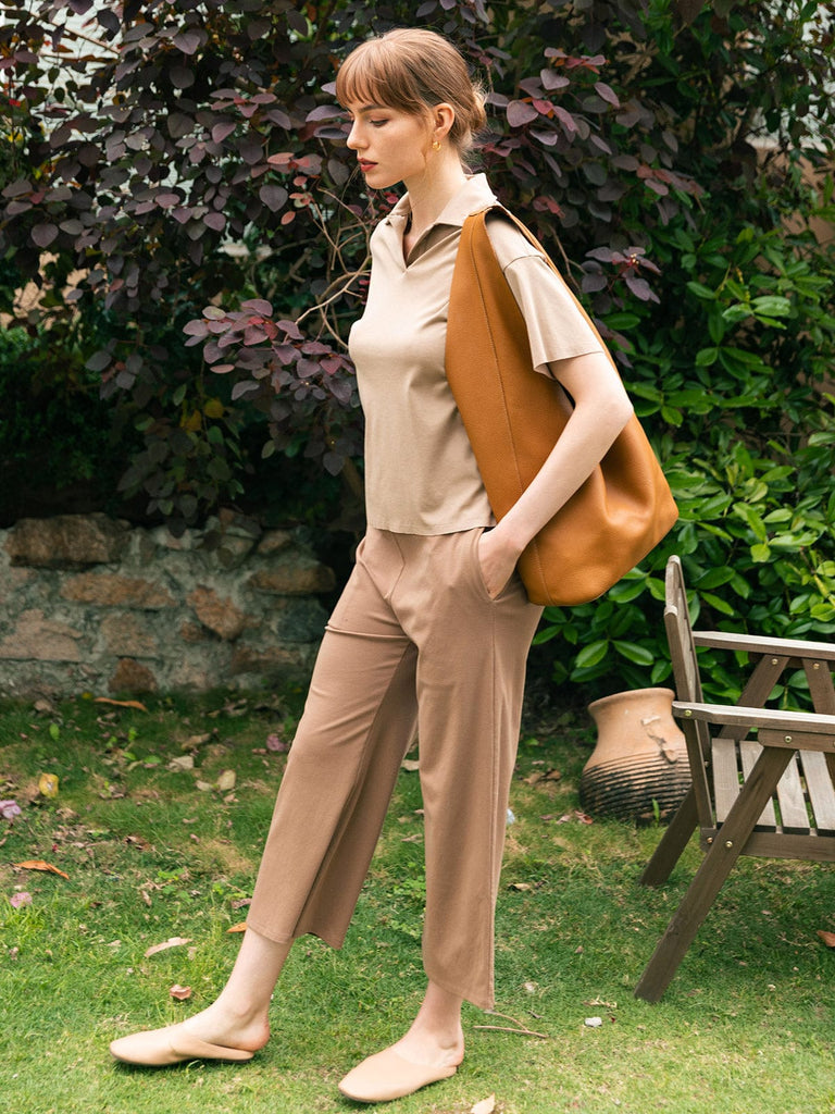 BERLOOK - Sustainable Bottoms _ Solid Pocket Australia Cotton Wide Leg Pant