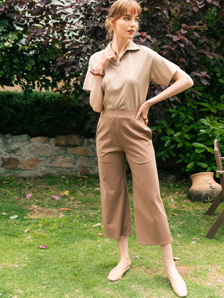 BERLOOK - Sustainable Bottoms _ Solid Pocket Australia Cotton Wide Leg Pant