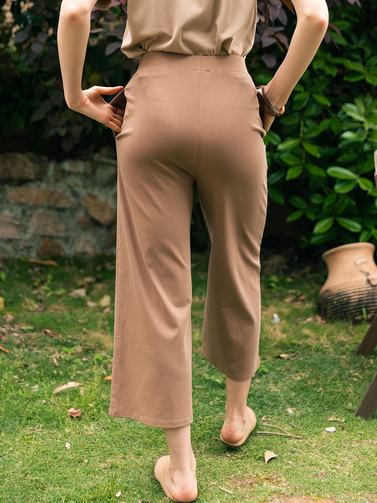 BERLOOK - Sustainable Bottoms _ Solid Pocket Australia Cotton Wide Leg Pant
