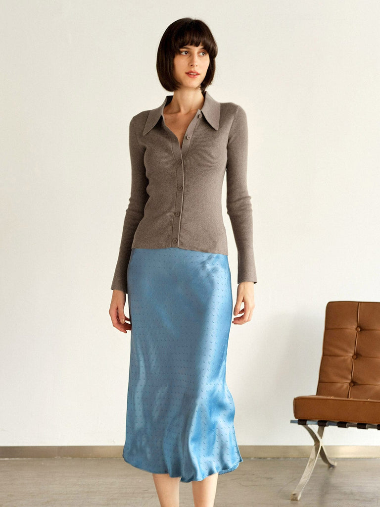 BERLOOK - Sustainable Cardigans _ Solid Color Flare Sleeve Cardigan