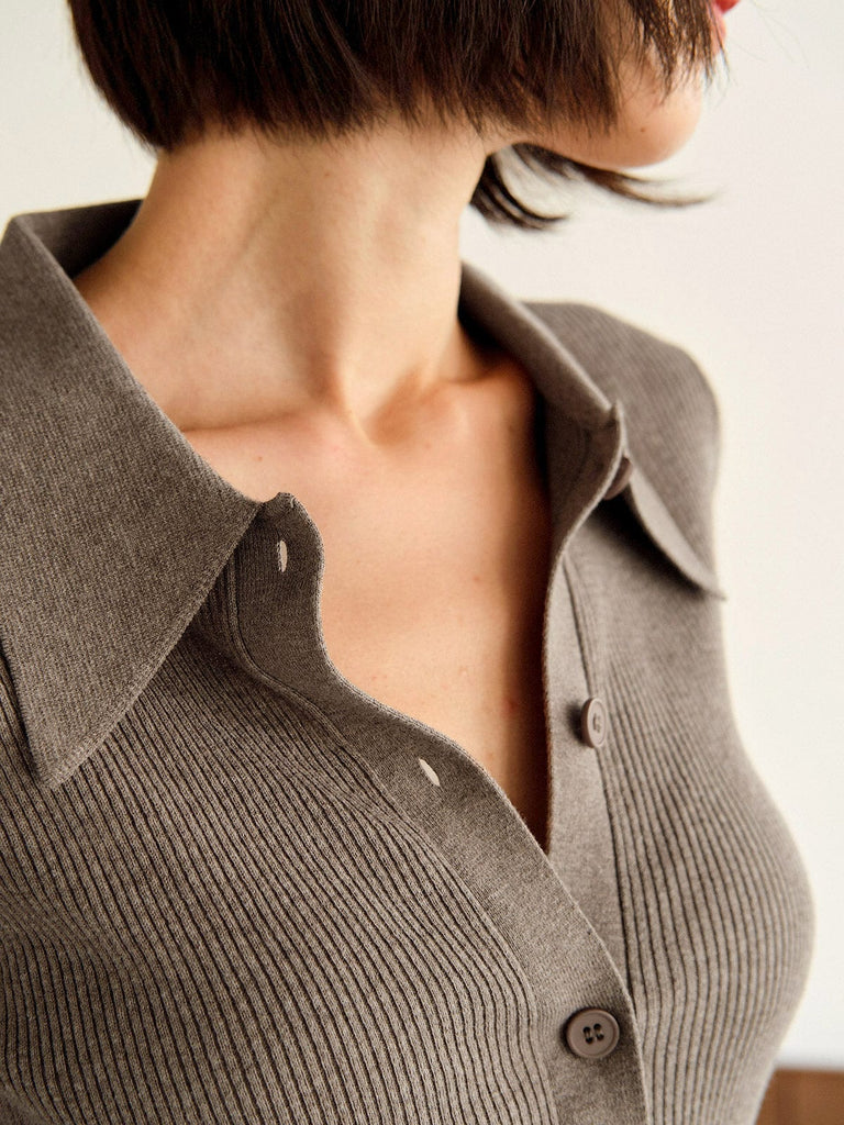 BERLOOK - Sustainable Cardigans _ Solid Color Flare Sleeve Cardigan