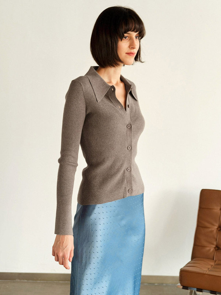 BERLOOK - Sustainable Cardigans _ Solid Color Flare Sleeve Cardigan