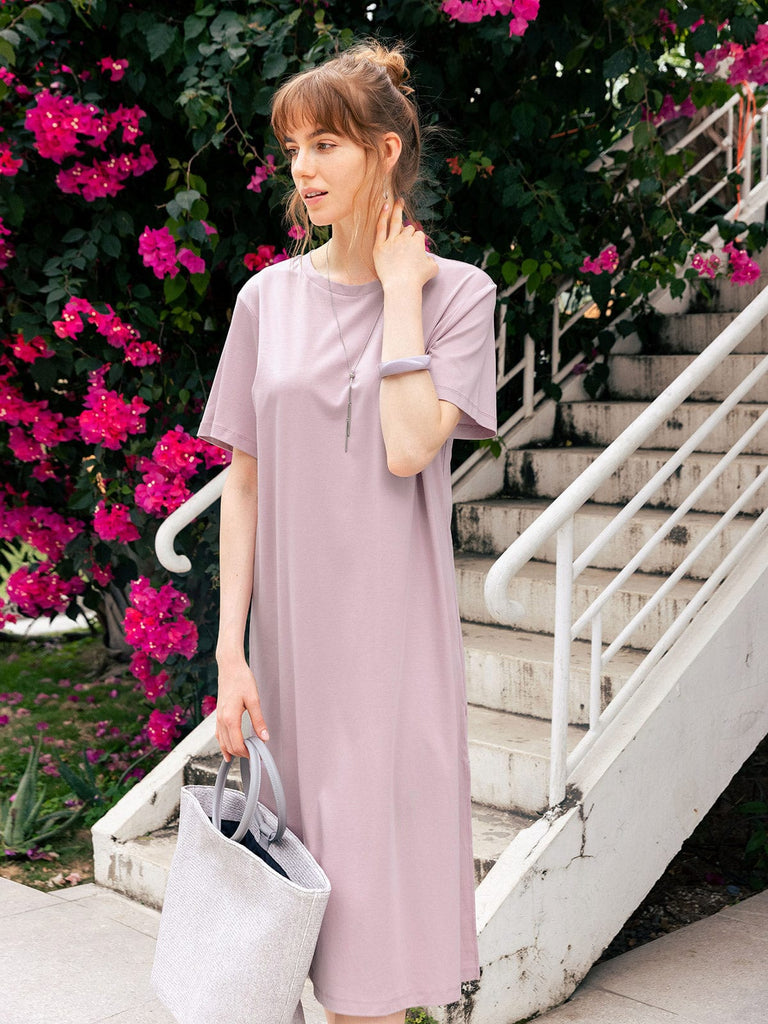 BERLOOK - Sustainable Dresses _ Purple / S Side Split Tee Dress