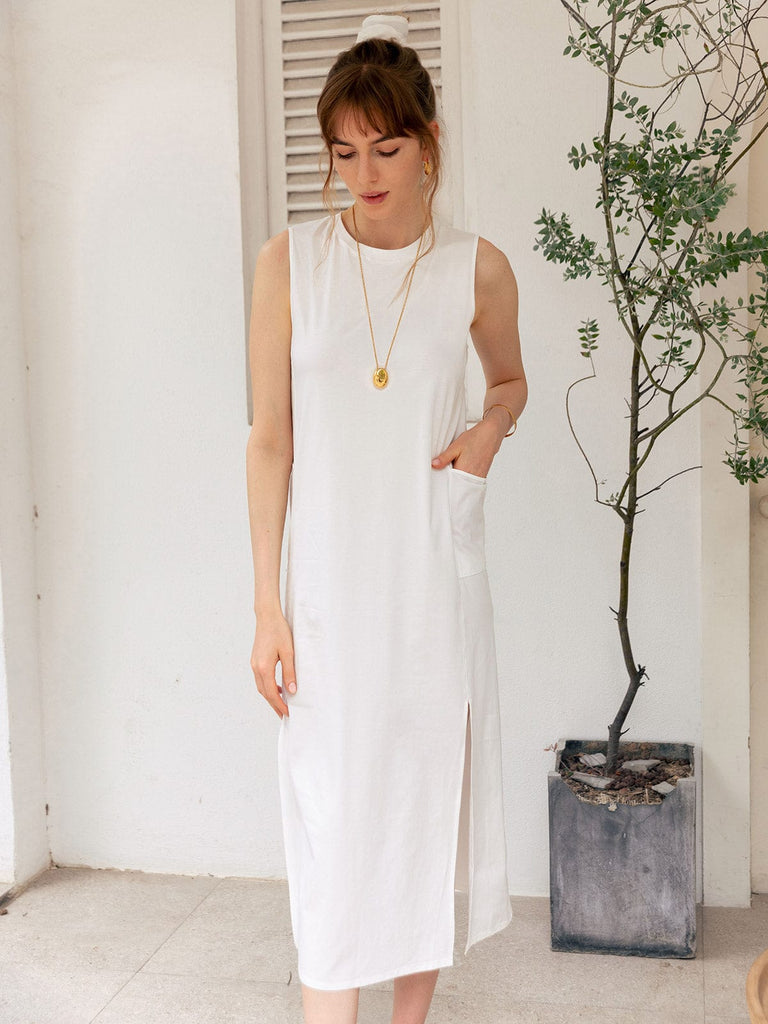 BERLOOK - Sustainable Dresses _ Side Split Cotton Tank Dress