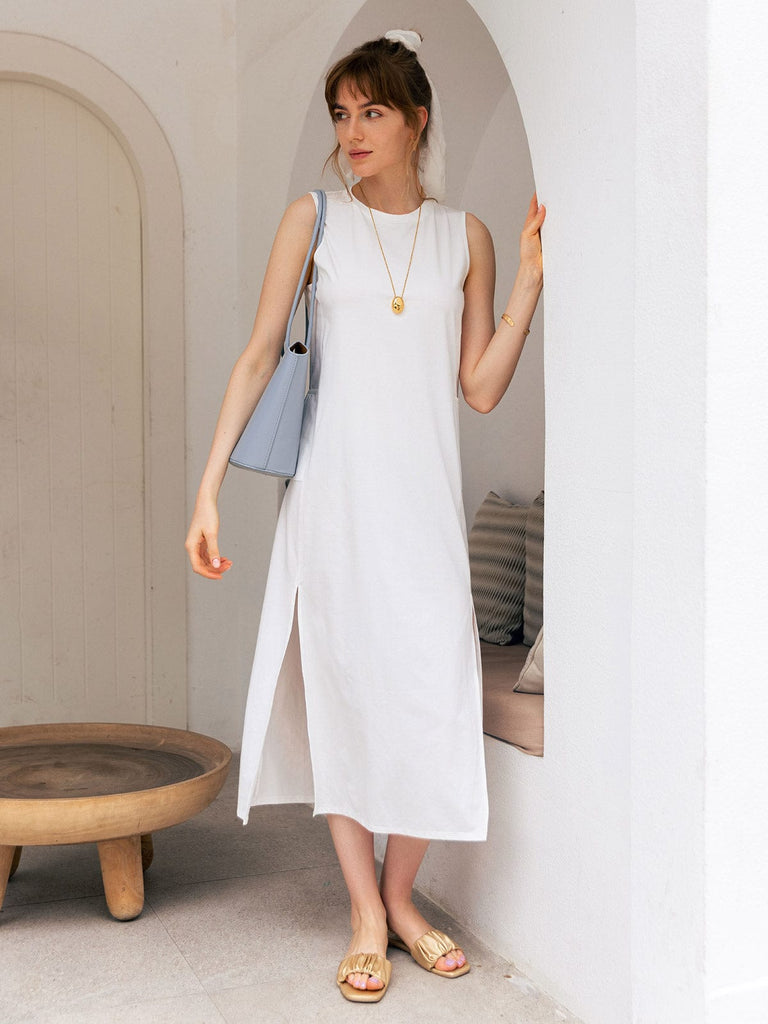 BERLOOK - Sustainable Dresses _ Side Split Cotton Tank Dress