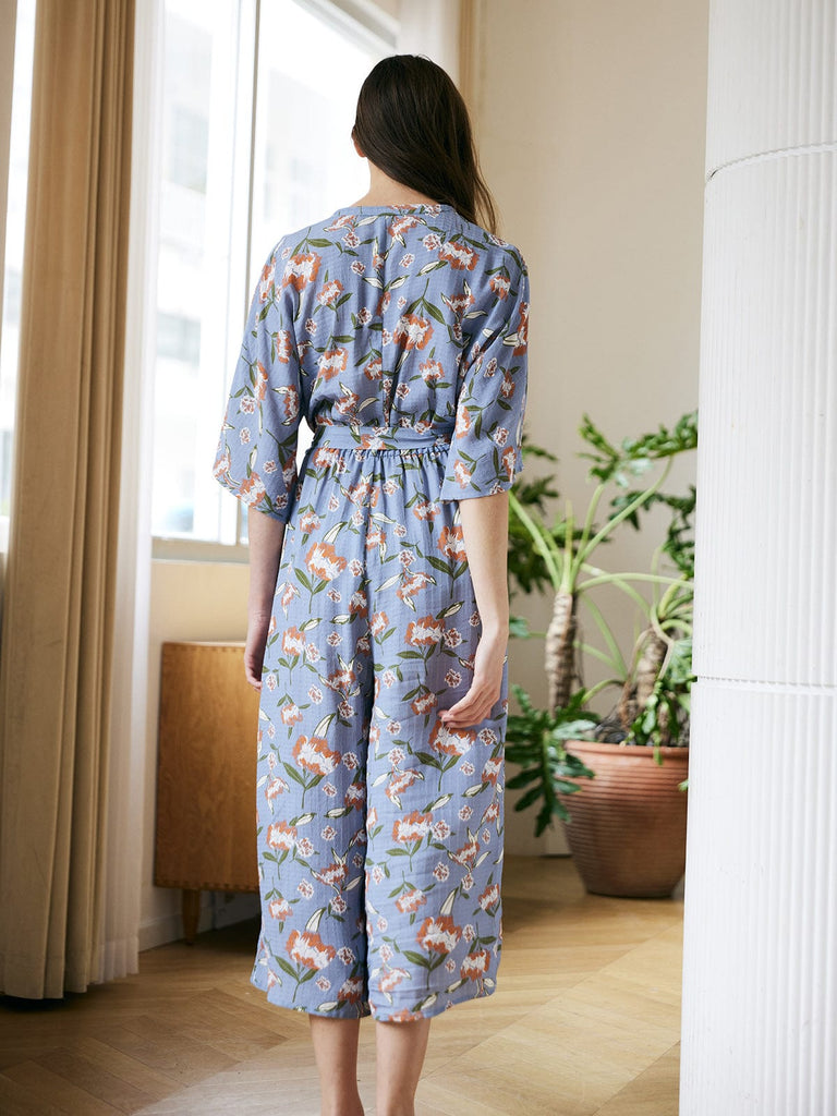 BERLOOK - Sustainable Jumpsuits _ Floral Print Belt Viscose Jumpsuit