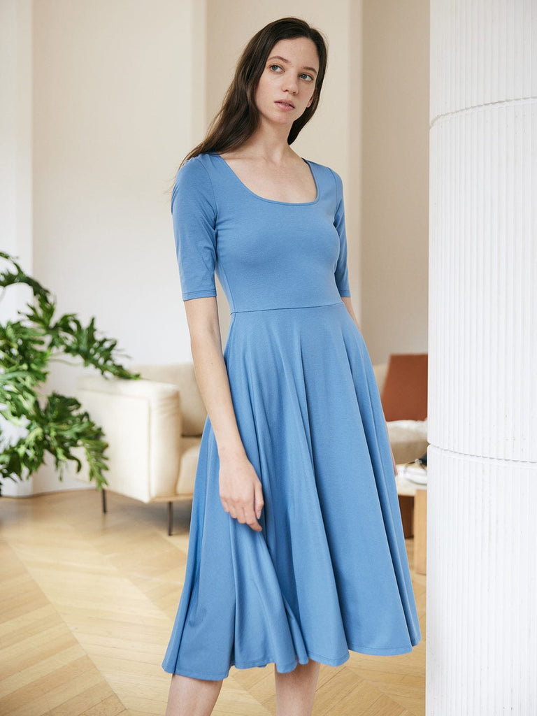 BERLOOK - Sustainable Midi Dresses _ Blue / S Solid Color TENCEL™ Modal Fibers Midi Dress