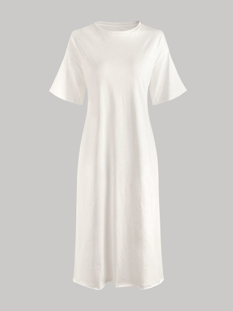 BERLOOK - Sustainable Midi Dresses _ Side Split Cotton Tee Dress