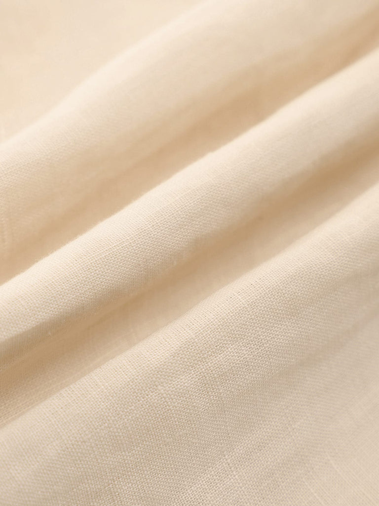 BERLOOK - Sustainable Midi Dresses _ Single Breasted Bandage Linen Midi Dress