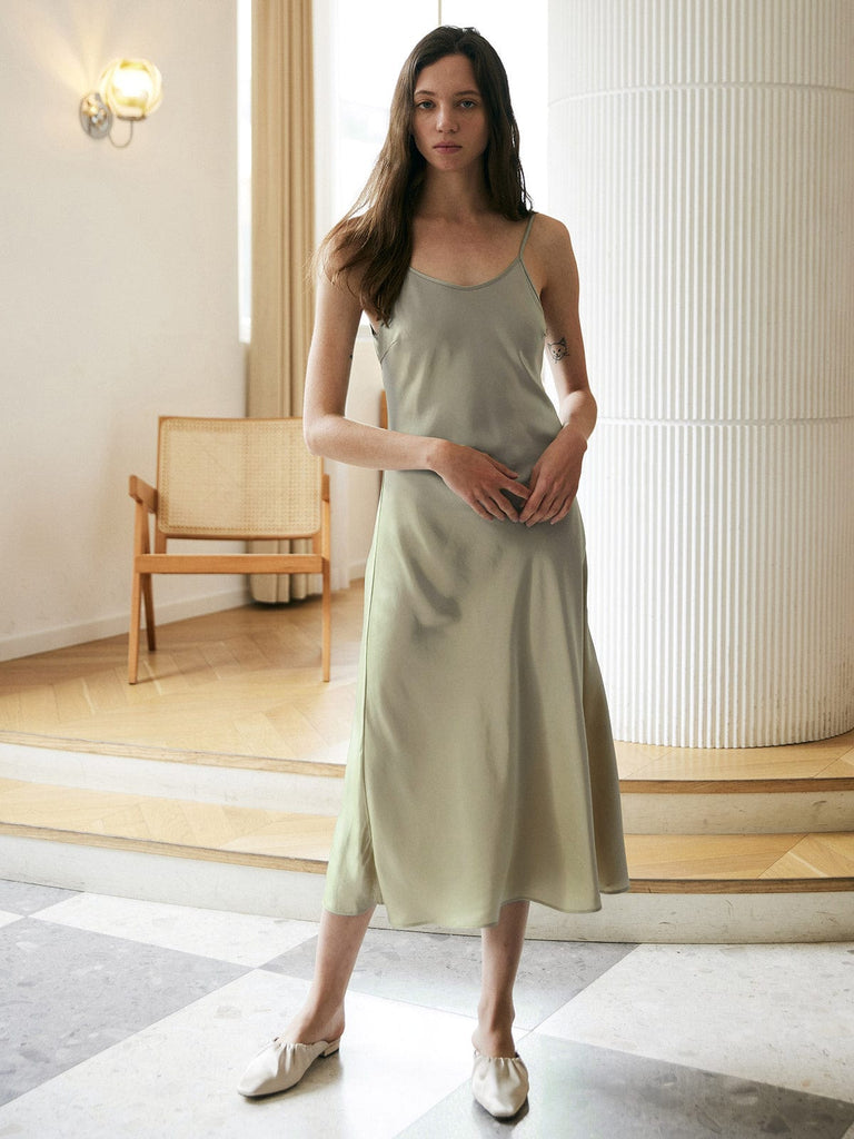 BERLOOK - Sustainable Midi Dresses _ Vintage Solid Color Cami Dress