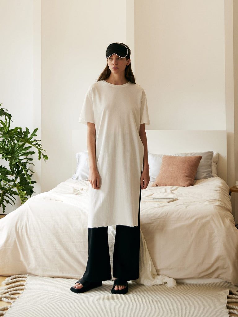 BERLOOK - Sustainable Midi Dresses _ White / S Side Split Cotton Tee Dress