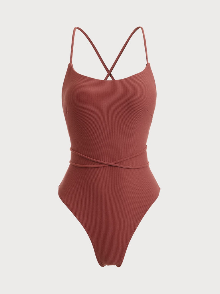 BERLOOK - Sustainable One-Pieces _ Backless Tie One-Piece Swimsuit